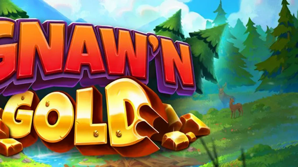 Tampilan antarmuka permainan slot Gnaw’n Gold dengan tema alam dan fitur kolektor.