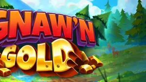 Tampilan antarmuka permainan slot Gnaw’n Gold dengan tema alam dan fitur kolektor.