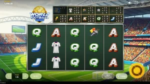 World Football Fortunes slot machine interface with football theme